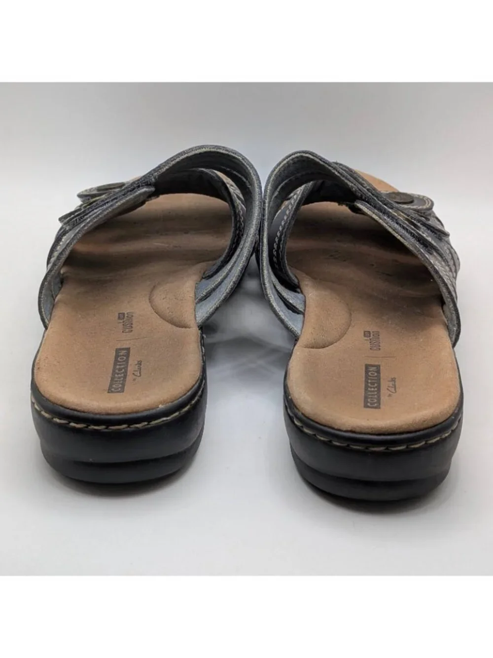 Clarks Sandals Leisa Cacti Q Womens Size 11M Adjustable Gray Leather Slip On